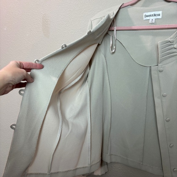 Danny & Nicole Women's 16 Beige Blazer Blouse Button Front Chic Classic Neutral - Picture 8 of 14